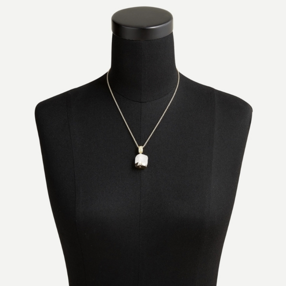 J Crew Dipped Stone Pendant Necklace in Burnished Gold - Picture 2 of 2